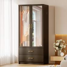 Lvifur 63" Armoire Wardrobe Closet With Auto Sensor LED,3-Color Dimmable LED Armoire With Full Length Mirror,Armoire Storage Cabinet With Acrylic Door,4-Tier Adjustable Shelf,2 Drawers