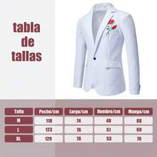 Saco Blazer Caballero Negocios Patrón De Rosas Para Hombre - Blanco - Ver 2
