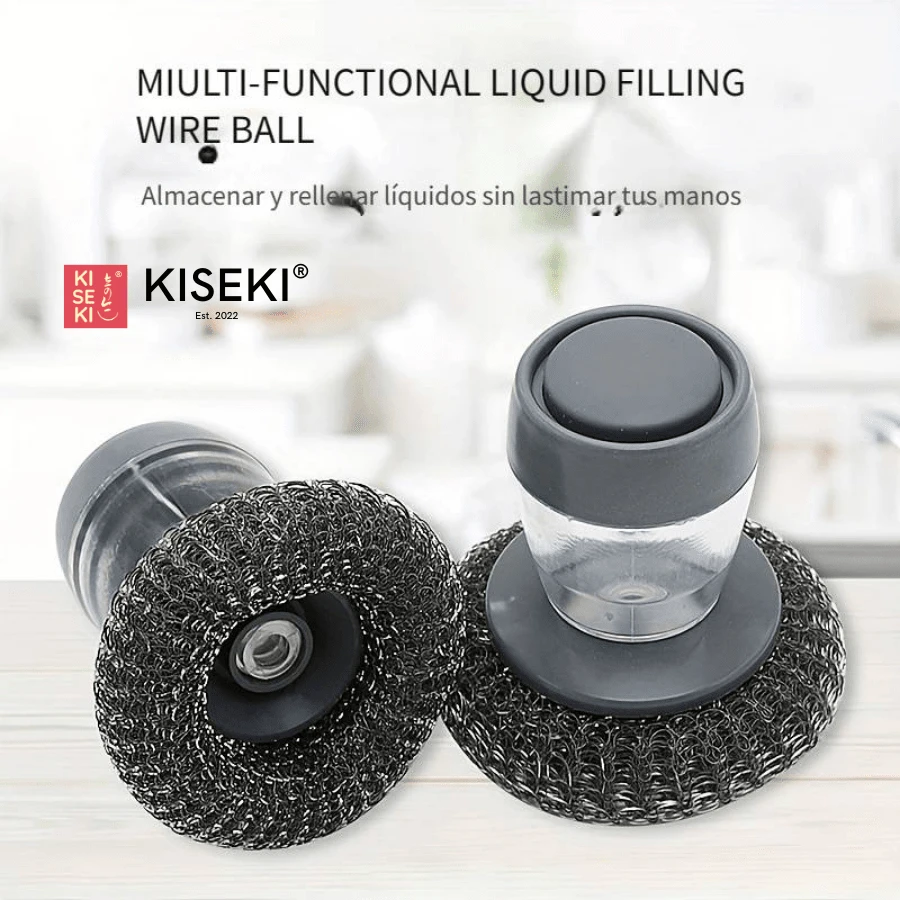 Soap Dispenser With Fiber For Dishes And Tableware - Grey - View 1