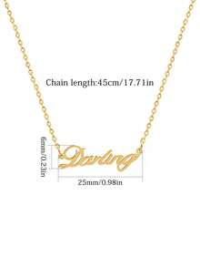 FOREVER QUEEN 1入簡約款s925銀‘forever’字母吊墜項鍊女士專用,鏈條和疊戴款式,14k鍍金,情人、女友和閨蜜理想禮物 - 金色 - 查看 3