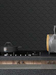 Black Fishscale Ceramic Wall Tile, Stick on Tiles Kitchen Backsplash (Thicker Design) - Black - View 6