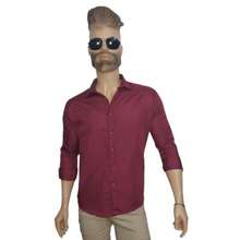 Men's Long Sleeve Slim Fit Casual Shirt With Sport Collar - Red Violet - View 1