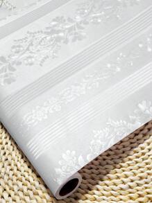 1pc Vintage European Style White Self-Adhesive Wallpaper For Home Decoration, Cabinet, Chair, Room Background, Stripe & Pattern Design,Renovation Stickers Peel Wall Panels,Wall Paper, Wallpapers,Spring Decoration Items Refresh Your Home,Rama Decoration Stickers - White - View 1