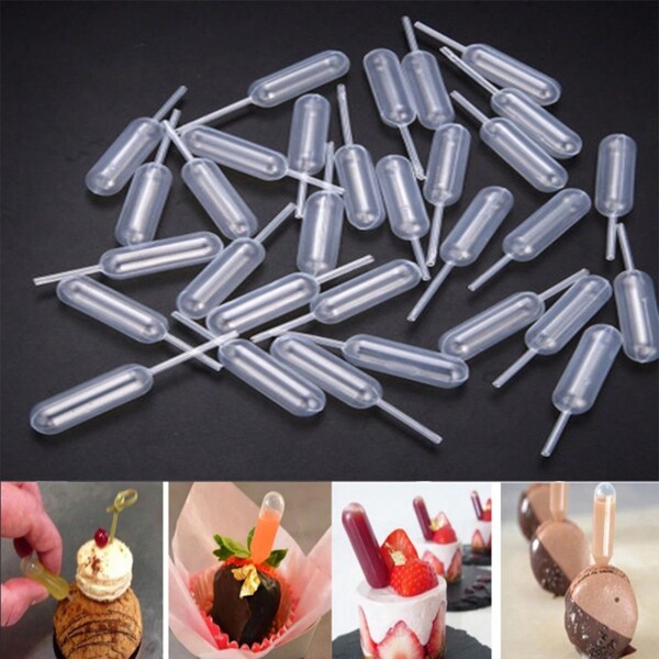 50/100/150/200pcs 4ml Plastic Pipette Dropper For Cake Baking, Pastry, Jam, Juice Injection