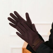 1 双男式正品咖啡色触摸屏双层保暖内衬运动骑行手套，户外使用 - 咖啡棕 - 查看 5