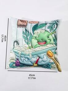 1片聚酯纖維5d印花潔淨地球圖案枕套,可用於房間裝飾、節日派對家居裝飾 - 彩色 - 查看 2