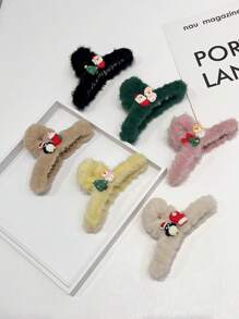 4pcs/set Multicolor Faux Rabbit Fur Hair Claw Clip For Women, Suitable For Different Occasions - Multicolor - View 8