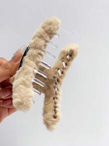 4pcs/set Multicolor Faux Rabbit Fur Hair Claw Clip For Women, Suitable For Different Occasions - Multicolor - View 9