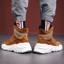 男士短靴冬季平底靴户外工作靴加厚雪地靴保暖保暖内衬鞋 - 棕色 - 查看 2