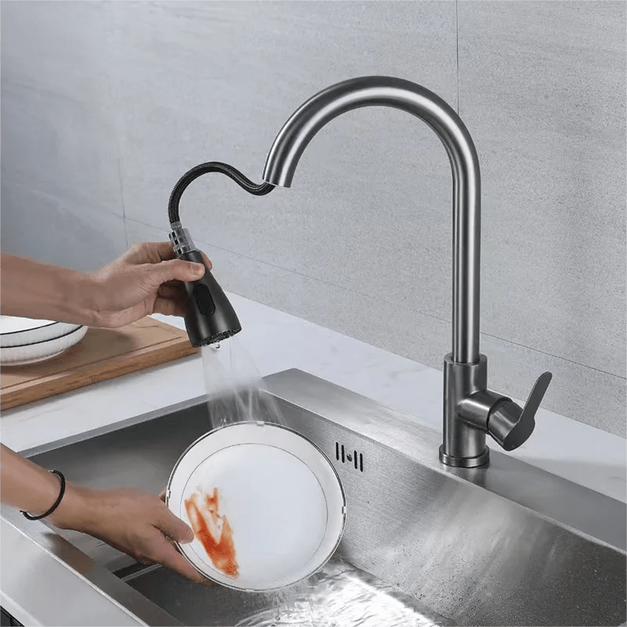 HIKE Stainless Steel Pulldown Faucet with Three Modes for Easy