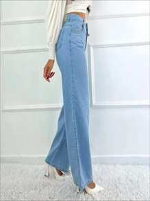 Women Jeans - 中等水洗藍 - 查看 3