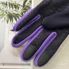 1雙中性溫暖搖粒絨觸控式螢幕騎行運動手套帶拉鍊 - 紫色 - 查看 6