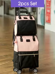 2pcs/Set Trolley Case,Large-Capacity Portable Travel Boarding Case Set, Lightweight Travel Storage Backpack Set With Wheels,Expended Foldable Wheeled Duffle Backpack Set, Portable Luggage Trolley Backpack Set, Carry On Travel Backpack Set, Large Capacity Duffle Trolley Backpack Sets, Travel Storage Rolling Backpack Sets, Suitcase With Wheels Rolling Backpack Travel Storage Backpack For Airplane Train For Women Girl Student School College Dorm Essentials Travel Essentials Travel Bag Luggage Bag Hand Bag Gym Bag Weekend Bag For Business Travel Vacation Holiday Outdoor Back To School Handbag Handbags Hand Bags For Suitcase Overnight Bag Duffle Bag Duffel Bag For Luggage Carry On Bag College Bag Luggage Bags Weekender Bag Hospital Bag Winter
