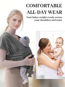Multifunctional Original Baby Carrier, Lightweight And Hand-Free With Adjustable Straps For Babies Under 50 Pounds, Suitable For Both Baby Boys And Girls, Blue And Gray Color Options - Grey - View 4