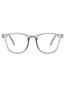 1 件女用方形透明淺灰色 Pc 鏡框眼鏡,附獨特金屬耳環 - 淺灰色 - 查看 2