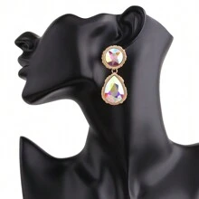 sehuoran 設計聖誕耳環紫色上掛式耳環女孩奢華優雅金屬中空晶鑽brincos吊墜珠寶時尚配件 - Style 1 - 查看 11