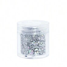 Shiny Mixed Hexagon Chunky Glitter Nails Sequins Holographic Spangles Gel Polish Manicure Nail Art Decorations DIY Accessories - Silver - View 7