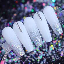 Shiny Mixed Hexagon Chunky Glitter Nails Sequins Holographic Spangles Gel Polish Manicure Nail Art Decorations DIY Accessories - Silver - View 2