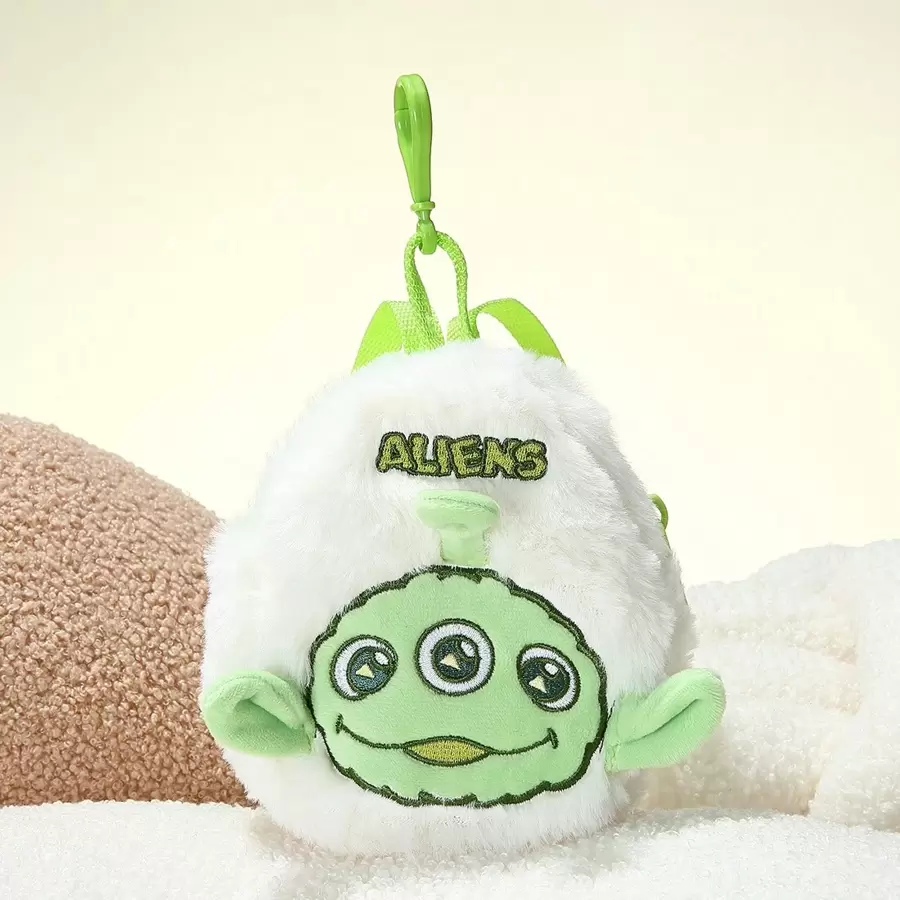 Miniso 迪士尼毛绒季节系列迷你便携式可爱背包、零钱包、公交卡、餐卡夹（外星人）