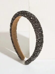 1 Diadema Ancha Al Estilo Coreano Adornada Con Diamantes De Imitación - Gris - Ver 1