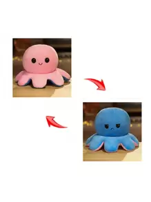 Reversible Octopus Plush Toy Happy Angry Soft Octopus For Kids Or Teens - Blue - View 6