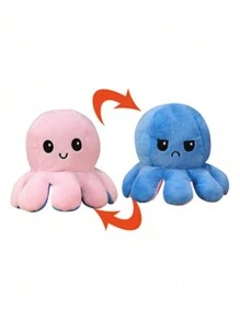 Reversible Octopus Plush Toy Happy Angry Soft Octopus For Kids Or Teens - Blue - View 1