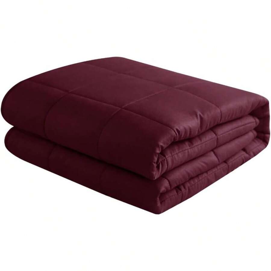 INOMAK 12Lbsoft Weighted Blanket, Full, Burgundy - Rose Red - View 1