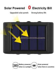 1pc Small Size Solar-Powered Led Wall Light With Up And Down Lighting, Suitable For Garden, Balcony, Courtyard, Street, Wall, Deck, Fence, Porch, Outdoor Decorative Lighting Halloween Christmas Thanksgiving Gift - Warm Light - View 5