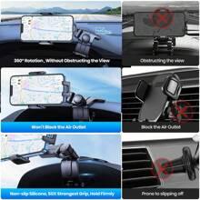 TOPK 手機車支架安裝適用於,360度可調節手機車載支架帶防滑矽膠夾適用於全部手機