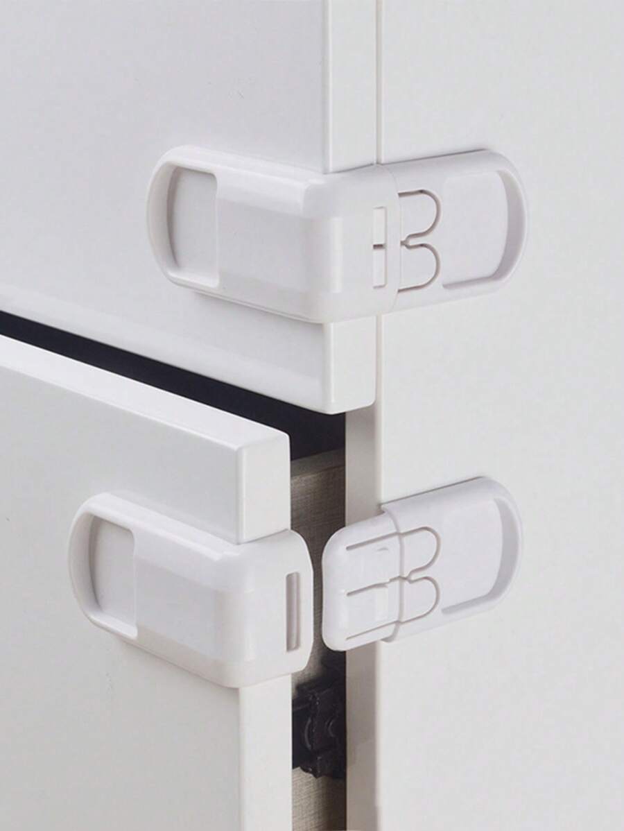 1件/5件白色抽屉锁直角柜门锁双扣抽屉角锁90度衣柜锁双按按钮多功能直角锁家居装饰派对礼品家居用品多用途抽屉锁防夹柜锁ABS多功能锁扣橱柜抽屉锁学生防夹抽屉锁适用于冰箱、橱柜、柜门 - 白色 - 查看 1