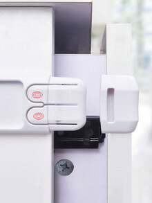 1件/5件白色抽屉锁直角柜门锁双扣抽屉角锁90度衣柜锁双按按钮多功能直角锁家居装饰派对礼品家居用品多用途抽屉锁防夹柜锁ABS多功能锁扣橱柜抽屉锁学生防夹抽屉锁适用于冰箱、橱柜、柜门 - 白色 - 查看 5