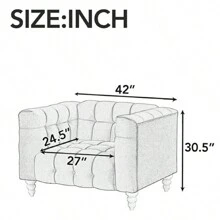 MERAX Modern Sofa Dutch Fleece Upholstered Sofa With Solid Wood Legs, Buttoned Tufted Backrest - 42寸(單)-灰色 - 查看 5