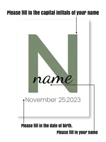 1pc Customized Initial Letter Print, Can Print Name, Personalized Canvas Wall Art With Name/Initial Print, Nursery Decor, Birth Commemorative Painting, Frameless Canvas, Optional Frame, Slow Life Style, Customized Wall Art, Retro Style, Multifunctional, Durable, Decorative, Reusable, Exquisite, Fashionable, High Quality, Vibrant Colors, Modern, Customized, Personalized - Multicolor - View 6