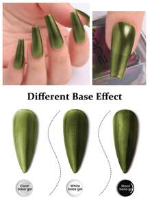 1罐草綠色鉻鋼指甲粉,金屬鏡面效果全息閃粉,附海綿工具,適用於女士聖誕派對美甲裝飾 - 綠色 - 查看 4