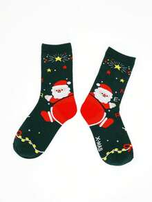 1 đôi Nam Ông già Noen Kỳ nghỉ Giáng sinh Vớ - Màu xanh lá cây đậm - Xem 2