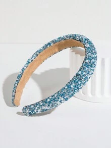 1 Korean Wide-brimmed Rhinestone Headband - Blue - View 5