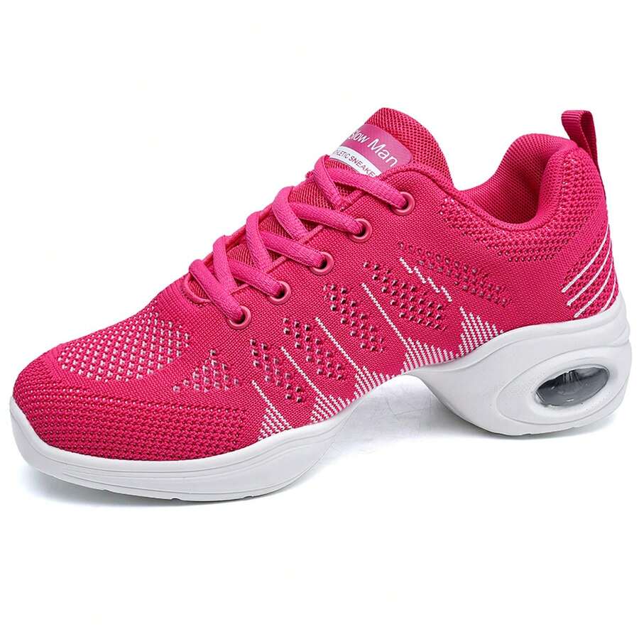 Women's Jazz Shoes Lace-up Sneakers - Breathable Air Cushion Lady Split Sole Athletic Walking Dance Shoes Platform - 粉色 - 查看 1