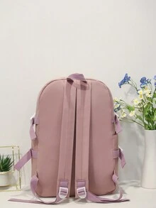 Women Waterproof Laptop Backpack/School Bag - Hồng - Xem 3