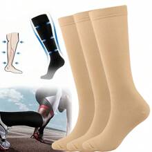 Pack Of 3 Elastic Stockings To Relieve Varicose Veins/Circulation - 卡其色 - 查看 1