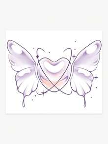 1pc Pvc Waterproof Sweatproof Butterfly & Heart Pattern Temporary Tattoo Sticker, Suitable For Daily Use Of Fashion Leader - Multicolor - View 4