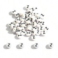 100 cái/Lot    7x4mm Trắng Tròn A-Z Chữ cái Lá thư Acrylic Lỏng lẻo Spacer Hạt Đối với Làm đồ trang sức DIY Vòng tay Phụ kiện - hình tròn dẹt - Xem 29