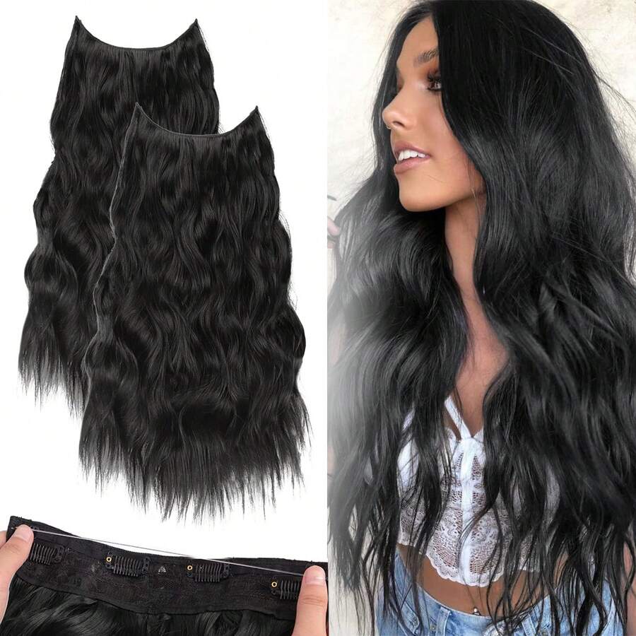 2 Pieces Wavy Hair Extensions 18 Inches, Wigs For Women Natural Hair With Invisible Extensions For A Natural Look And Comfortable To Wear, Removable And Reusable.