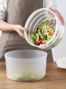 1 Pieza Cesto Escurridor De Lavado Y Almacenamiento De Verduras, Deshidratador De Verduras, Cesto De Lavado De Fruta, Deshidratador De Ensaladas De Verduras, Centrifugador De Lechuga De Uso Múltiple, Secador De Verduras, Máquina Lavadora De Frutas, Centrifugador De Pasta Y Papas Fritas, Filtro Conservante, Utensilios De Cocina Creativos, Deshidratador