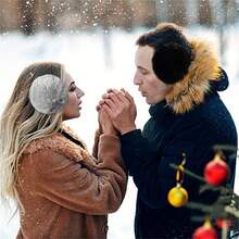 1入組毛絨耳罩,可愛的學生耳套冬季耳罩,黑色