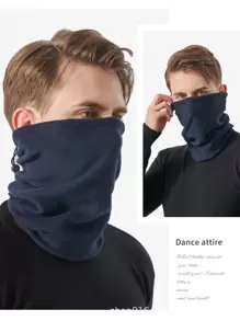 A Men's Autumn And Winter Warm Neck Scarf, Windproof And Cold-proof Cycling Mask, Versatile Thickened Soft Cervical Spine Neck Cover, Outdoor Fleece Hood Mask - Navy Blue - View 1