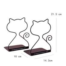 2 件套猫书挡，金属书架 - 黑與白 - 查看 4