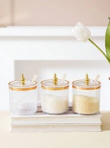 1pc Creative Seasoning Canister Container For Salt, Monosodium Glutamate With 1 Spoon, Ideal For Christmas - Clear - View 7