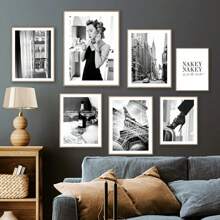 1/3 件巴黎城市毛巾爱之吻女孩黑白客厅装饰海报和印刷品墙壁艺术帆布画墙画可选框架﻿