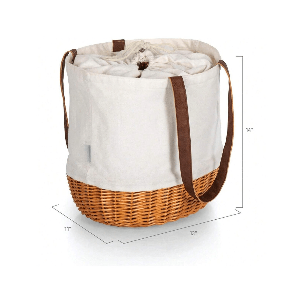 Coronado Canvas and Willow Basket Tote, Picnic Tote Bag, Beach Tote