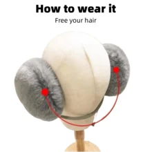 1入組毛絨耳罩,可愛的學生耳套冬季耳罩,黑色